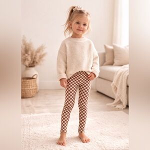 Little & Lively Kids/toddler Brown & Pink Checkerboard Bamboo Leggings